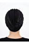 Special Design Black Lace Motif Lined Ready-Made Turban Hijab Evening Dress Bonnet - 6