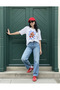 White Unisex Oversized Tomato and Checkers Printed Short Sleeve T-Shirt - 2