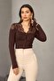 Lace piece cardigan blouse coffee