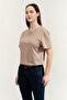 Arianna Women's Active Boxy Fit Crew Neck T-Shirt Beige - 2