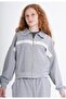 Girl's Gray Lace Collared Zipper Suit - 2