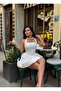 Women's White Halter Neck Balloon Mini Dress Yel221709 - 4