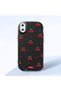 Black Silicone Case Cherry Patterned with Shock-Absorbing Camera Protections Compatible with iPhone X/Xs
