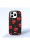 Realme Note 60/60X Compatible Shock-Absorbing Camera Protected Black Silicone Case Cherry Patterned