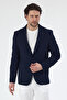 Samp Men's Navy Blue 4-Season Comfortable Fabric Slim Fit Half Lined Torb Pocketed Sports Blazer Jacket - 3