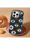 iPhone 16 Pro Compatible Black Silicone Case with Shock-Absorbing Camera Protections and Evil Eye Bead - 2