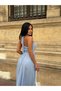 Women's Blue Halter Neck Maxi Dress with Gipe Detail on the Back Yel221713 - 3