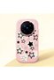 Vivo X200 Pro Compatible Shock-Absorbing Camera Protected Pink Silicone Case Star Pattern