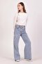 Girl's Ribbon Embroidered Jeans Blue - 3