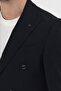 Pique Men's Black Double-Breasted Pointed Collar Stretchy Poly Viscose Fabric Slim Fit Sports Blazer Jacket - 2