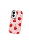 Vivo Y16/Y02S Compatible Shock-Absorbing Camera Protected Pink Silicone Case Cherry Patterned - 3