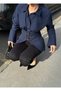 Women's Navy Blue Hook Closure Shirt with Back Tie Detail Yel221805 - 7