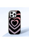iPhone 16 Pro Compatible Shock-Absorbing Camera Protected Black Silicone Case Heart Pattern