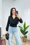 Black Shirt with Gipeli Skirt and Buttons - 3