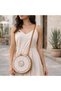 Handmade Round Wicker Women's Bag Bag Natural Rattan Sea Shell Crisscross Straps Bohemian Shoulder Bag Y