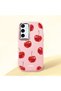 Samsung Galaxy S23 Fe Compatible Shock-Absorbing Camera Protected Pink Silicone Case Cherry Patterned