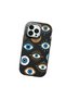 iPhone 13 Pro Compatible Black Silicone Case with Shock-Absorbing Camera Protections and Evil Eye Bead - 3