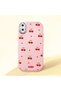 Pink Silicone Case Cherry Patterned with Shock-Absorbing Camera Protections Compatible with iPhone X/Xs