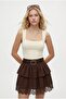 Women's Rosa Belt Pack Lace Pack Short Brown Woven Skirt - 2