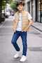 Boy's Khaki Jacket Beige Vest Set 4-Piece Combination Denim Pants Suit - 2