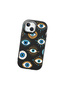 Black Silicone Case with Shock-Absorbing Camera Protections Compatible with iPhone 13/14, Evil Eye Bead - 4