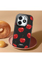 Tecno Spark 10 Pro(Ki7) Compatible Shock-Absorbing Camera Protected Black Silicone Case Cherry Patterned - 2