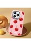Realme Note 60/60X Compatible Shock-Absorbing Camera Protected Pink Silicone Case Cherry Patterned - 2