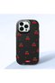 iPhone 14 Pro Max Compatible Shock-Absorbing Camera Protected Black Silicone Case Cherry Patterned