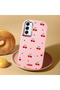 Samsung Galaxy A14 4G/5G Compatible Shock-Absorbing Camera Protected Pink Silicone Case Cherry Patterned - 2