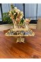 1 Piece Square Footed Silver Presentation Tray with Gold Rose Frame & Coffee & Cake/ Pastry Serving Tray 21 cm - 7