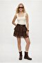 Women's Rosa Belt Pack Lace Pack Short Brown Woven Skirt