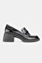 Women's Black Patent Leather Genuine Natural Leather Leather -41 Size Leop Leopard Printed Alin Heel Loaf Loafers Kabi - 5