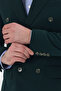 Pique Men's Green Double-Breasted Pointed Collar Stretchy Poly Viscose Fabric Slim Fit Sports Blazer Jacket - 4