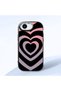 iPhone 16E Compatible Shock-Absorbing Camera Protected Black Silicone Case Heart Pattern