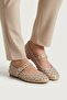 Misty Stone Detailled Women's B Ballet Flats Beige - 4