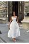 Women's White Halter Neck Maxi Dress with Gipe Detail on the Back Yel221713