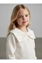 Girl's Soft-Textured Bow Collar Stoned Blouse - 3