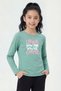 Round Neck Print Detailed Long Sleeve Girls' Sweatshirt