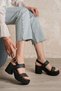 Nina Women's Black Straw Bag Wedge Heel Pcs Sandals - 2