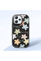Redmi 12 4G/5G Compatible Black Silicone Case with Shock-Absorbing Camera Protections Floral Print