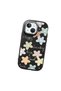 iPhone 13 Mini Compatible Shock-Absorbing Camera Protected Black Silicone Case Floral Print - 3