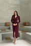 Women's Burgundy Wrap Ruched Glittery Premium Midi Dress Nbelb08 - 2
