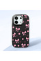 Redmi Note 13 Pro 5g Compatible Shock-Absorbing Camera Protected Black Silicone Case Bowknot Patterned