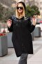 Large Size Sequin Embellished K Hooded Cardigan - 7