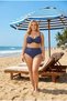 Women's Navy Blue Polka Dot Piece High Waist Shaping / Sculpting Lined Bikini Set Hzl26S-Lc2217