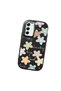 Samsung Galaxy S21 Fe Compatible Shock-Absorbing Camera Protected Black Silicone Case Floral Print - 4