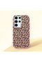 Samsung Galaxy S24 Ultra Compatible Shock-Absorbing Camera Protected Pink Silicone Case Leopard Printed I