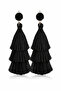 Women's Earring with Clip Without Hole - Black Tasseled Women's Earring - 2