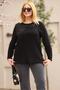 Plus Size Stone Embellished Silver t Buckle Detail Blouse