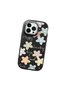 iPhone 14 Pro Max Compatible Shock-Absorbing Camera Protected Black Silicone Case Floral Print - 3